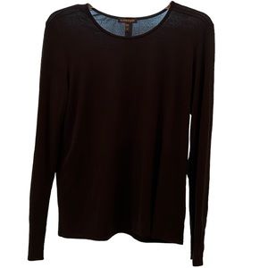 Eileen Fisher Semi-Sheer Black Long Sleeve Top Size M